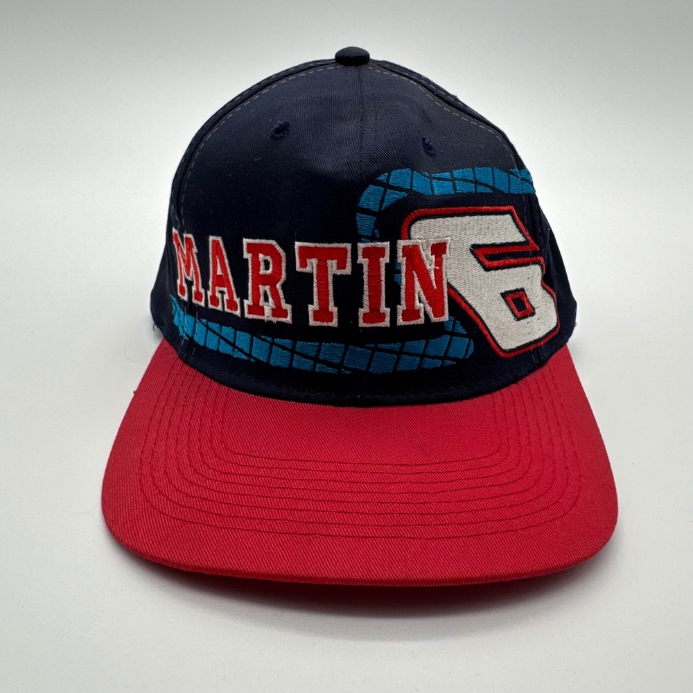 Vintage Mark Martin NASCAR Hat Snapback Navy Red Competitors View 6 Racing Cap